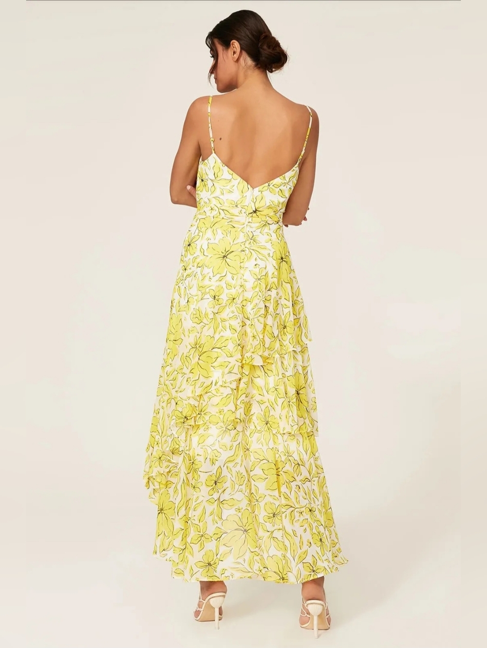 Badgley Mischka Women's Yellow Mixed Print Dress, Size 6, $795 - Picture 3 of 14